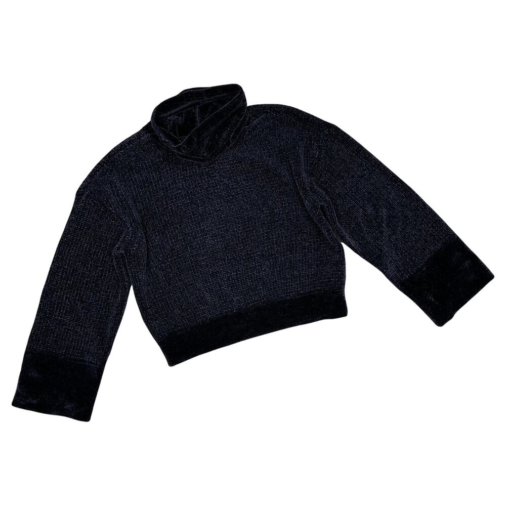 Prana Sweater Chenille Plush Hi Neck Crop Knit Small